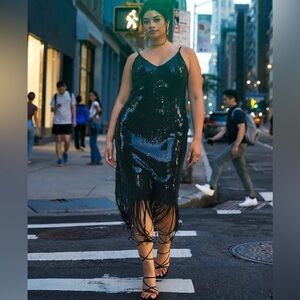 Rebdolls Chiara sequin fringe midi dress